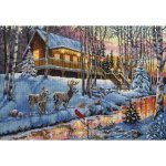 (image for) Gold Collection Winter Cabin Counted Cross Stitch Kit